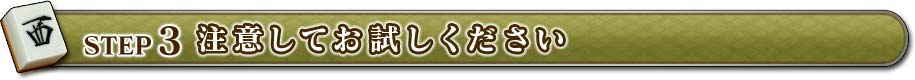 STEP 3 注意してお試しください
