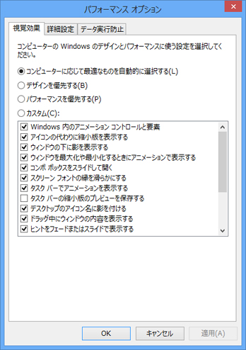 パフォーマンス オプション